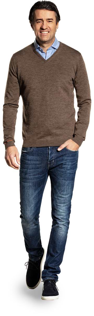 Joe V-neck Undyed Espresso