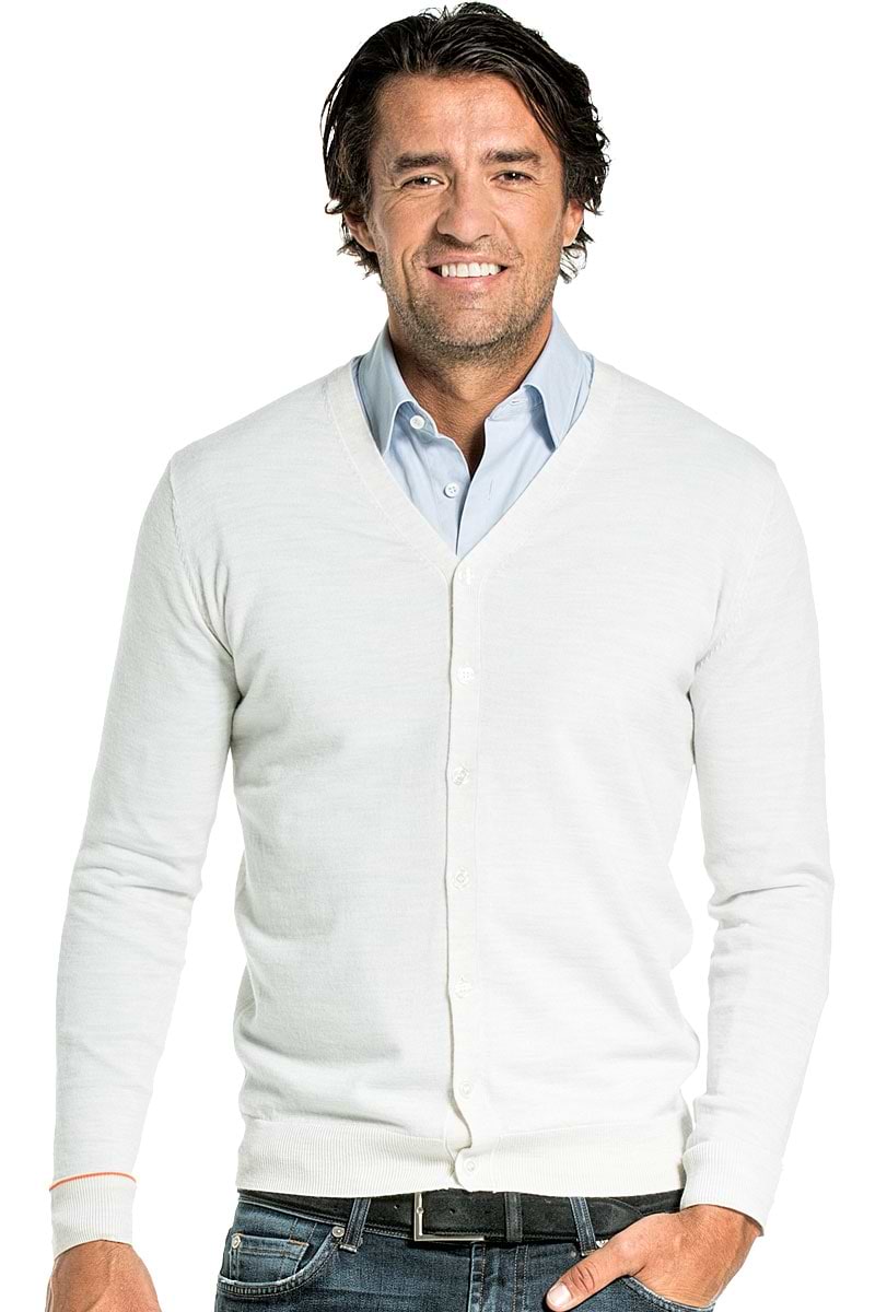 Strickjacke für Herren aus Merinowolle in Weiß