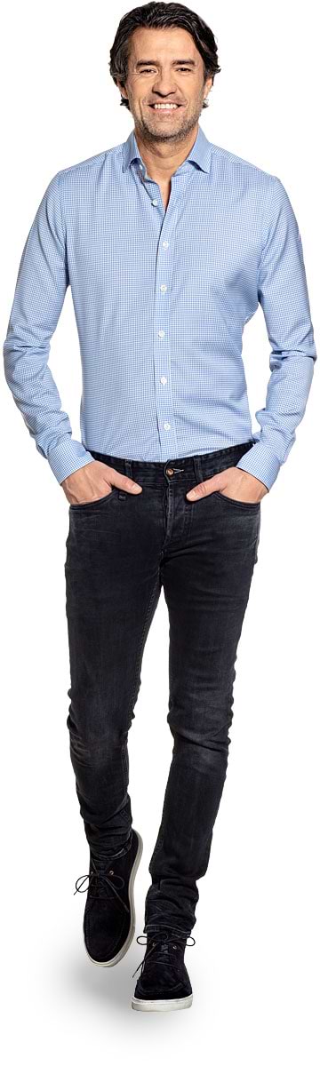 Businesshemd blau kariert