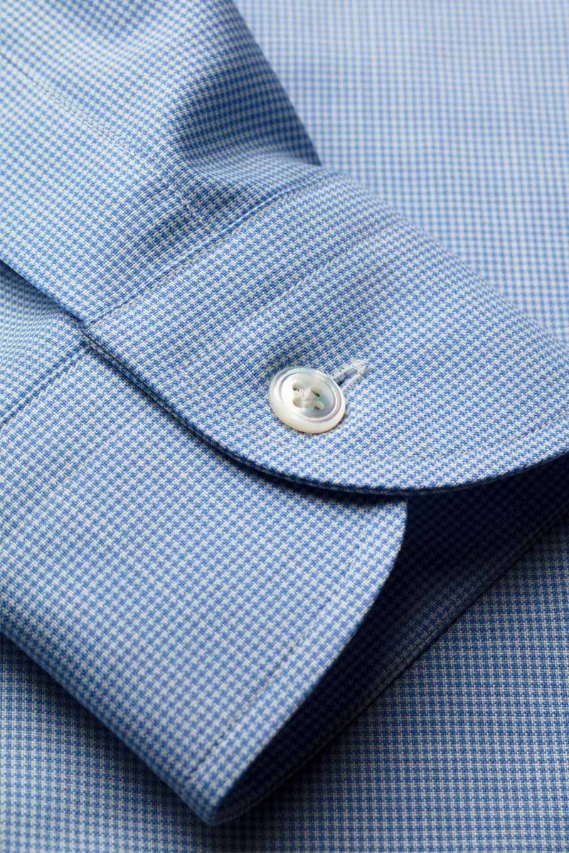 Joe Woven Shirt Extra Long Houndstooth Light Blue 