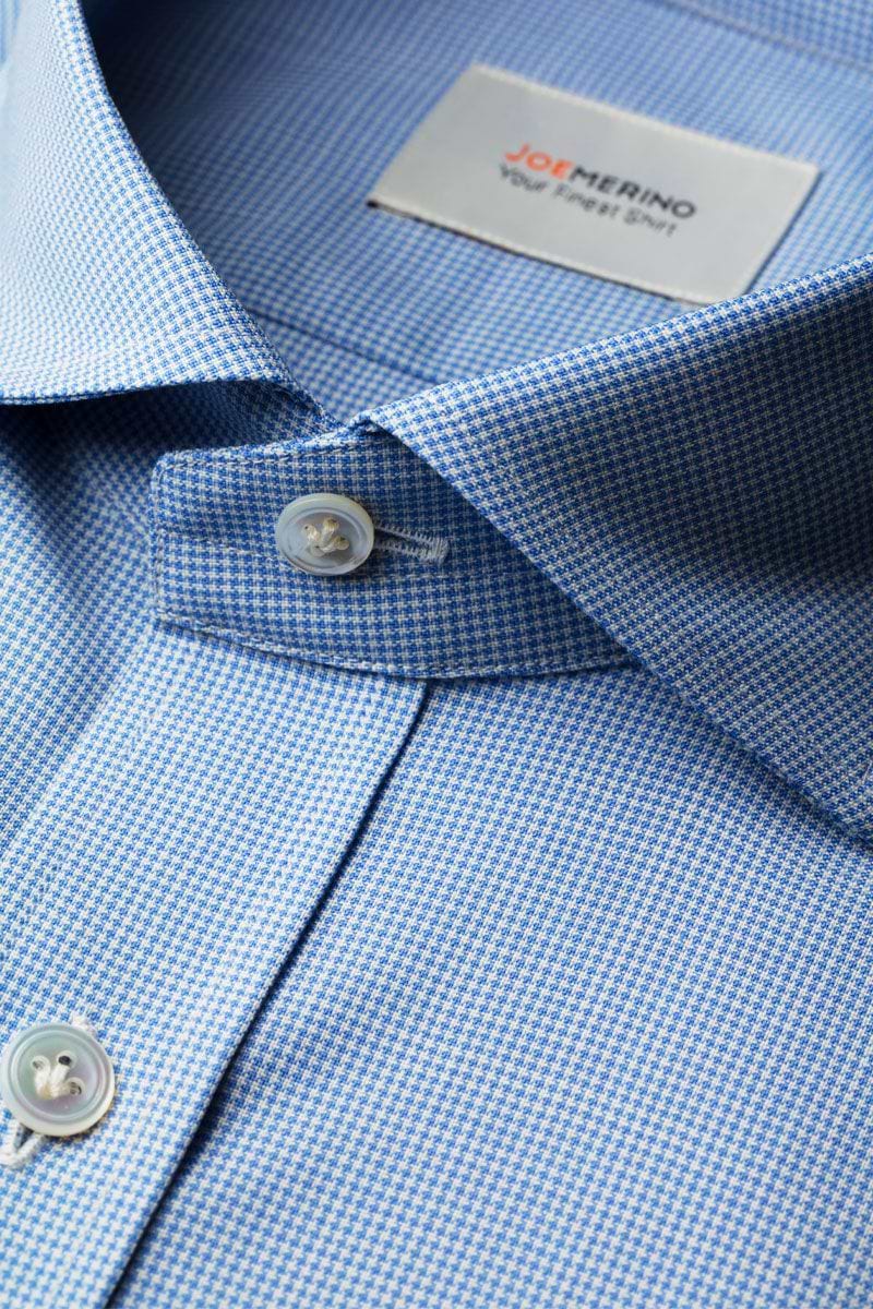 Joe Woven Shirt Extra Long Houndstooth Light Blue 