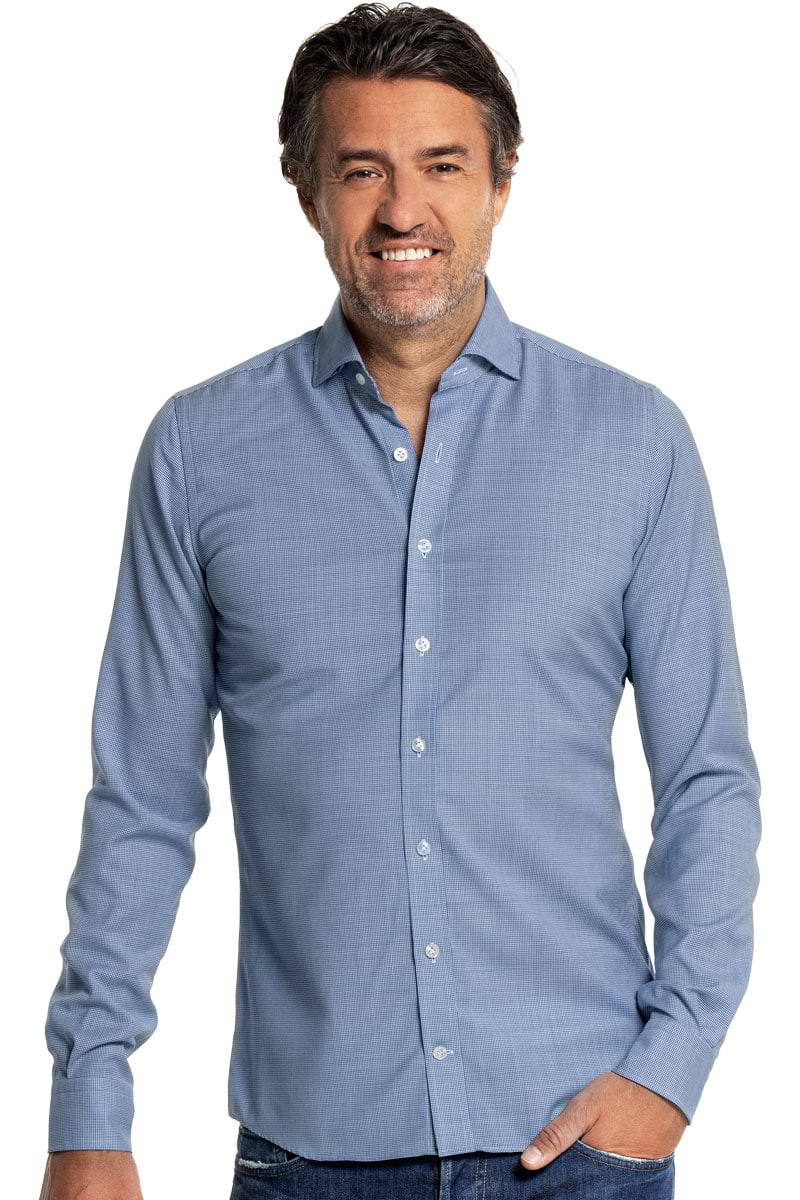 Joe Woven Shirt Houndstooth Jeans Blue