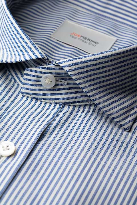 Joe Woven Shirt Extra Long Stripe Jeans Blue - Base Image