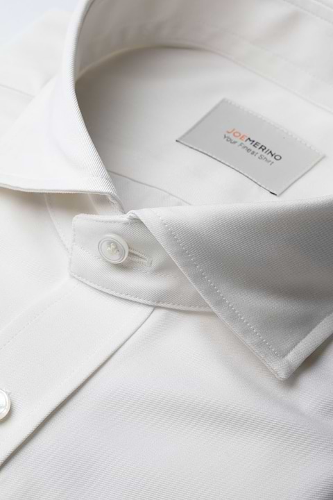 Joe Woven Shirt Extra Long Wool White - Base Image