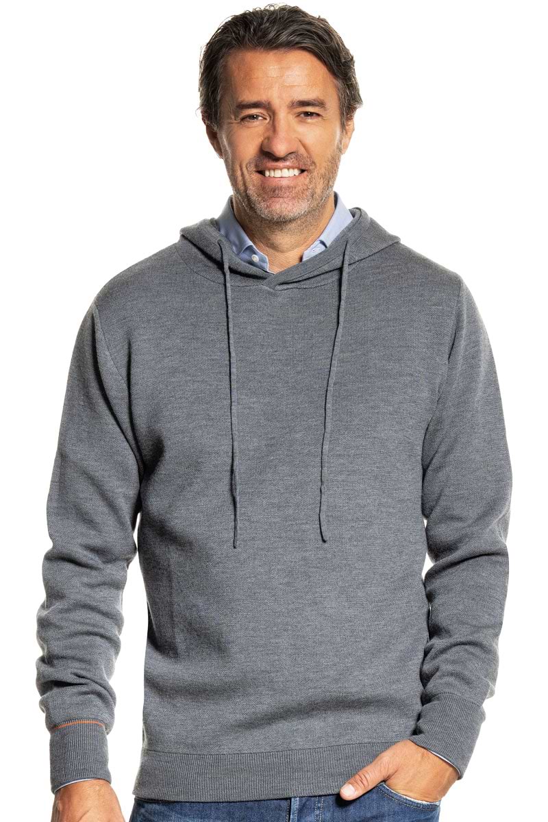 Grijze dikke hoodie voor heren.