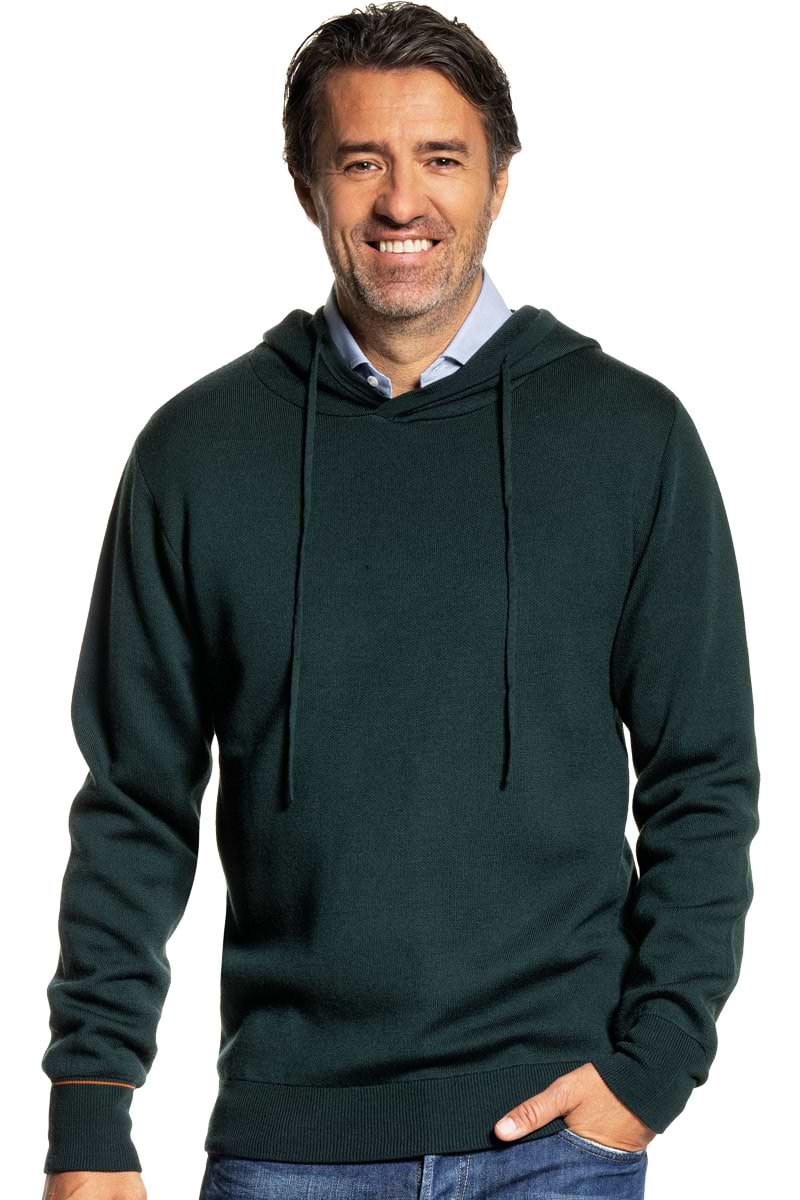 Donkergroene dikke hoodie voor heren.