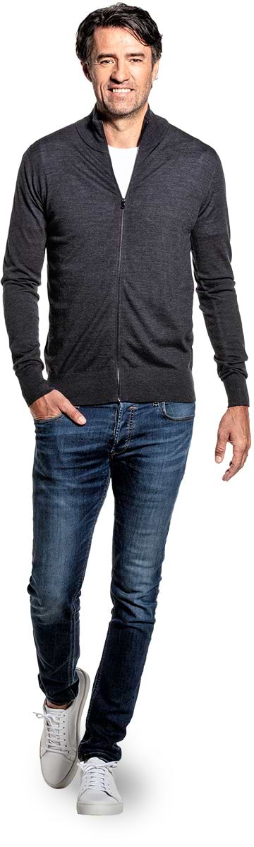 Joe Riva Cardigan Zip Antracite Grey