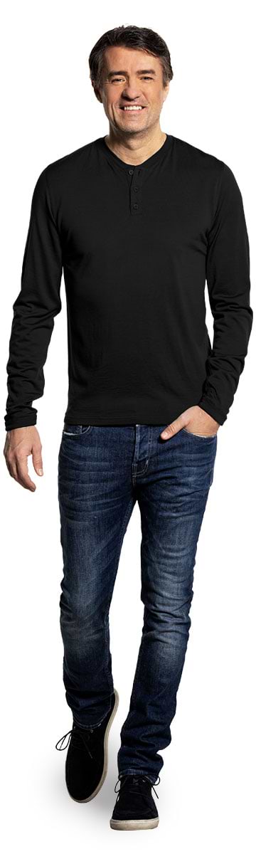 Shirt Henley Long Sleeve Deep Black