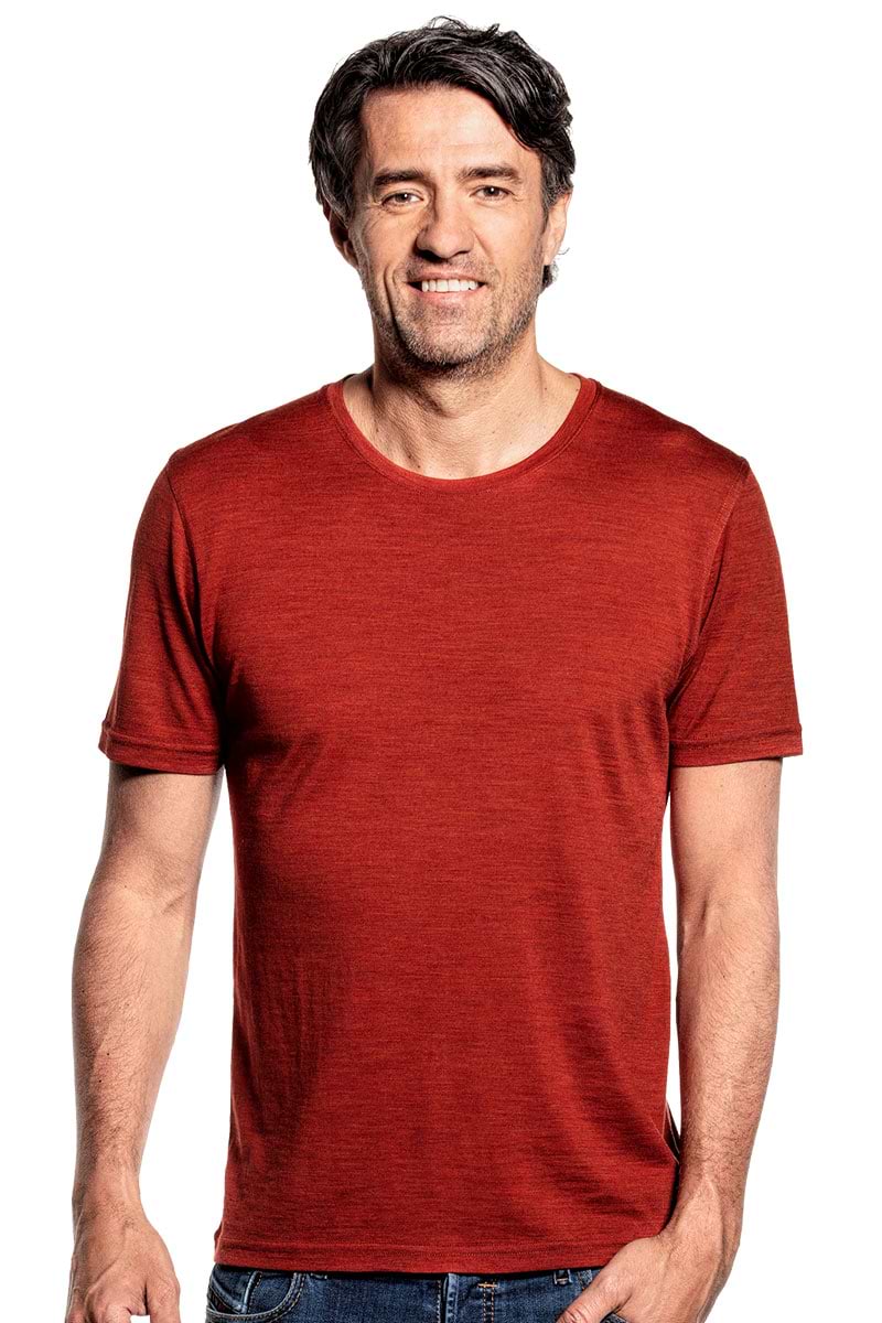 Merino T-Shirt mit Rundhals in Rot