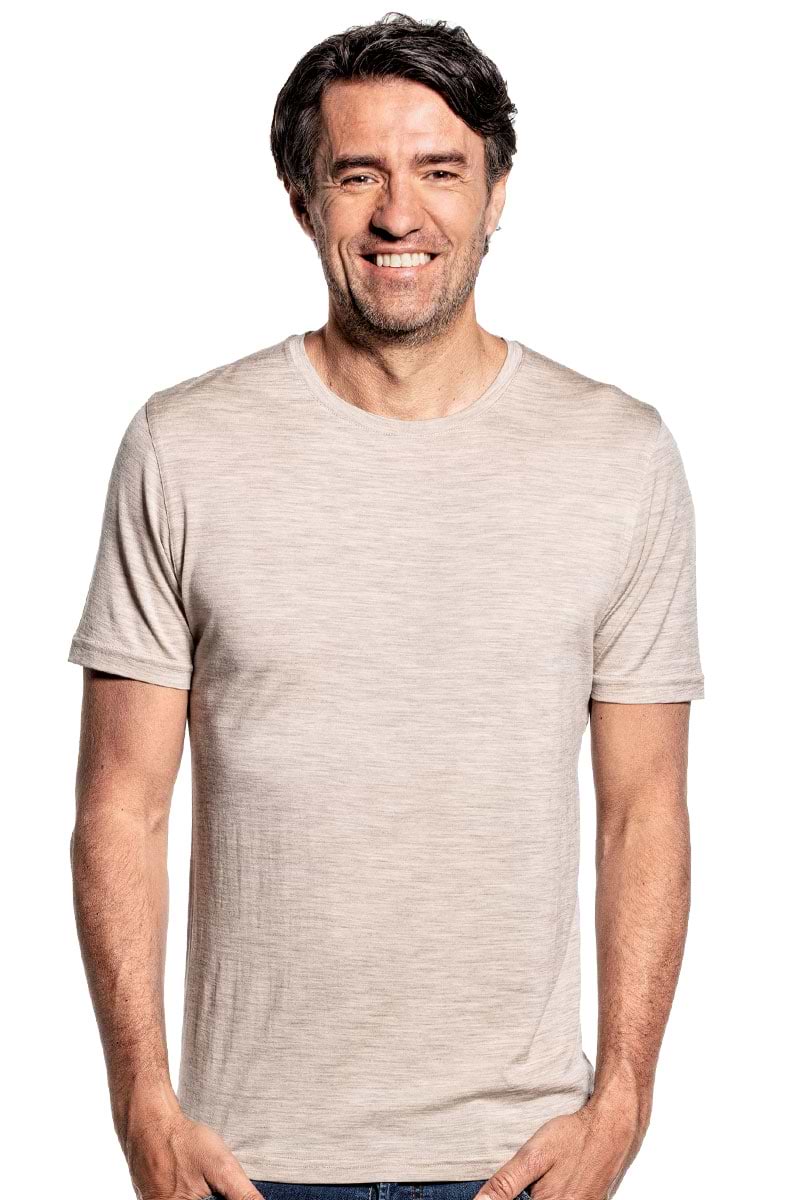 Merino T-Shirt mit Rundhals Beige