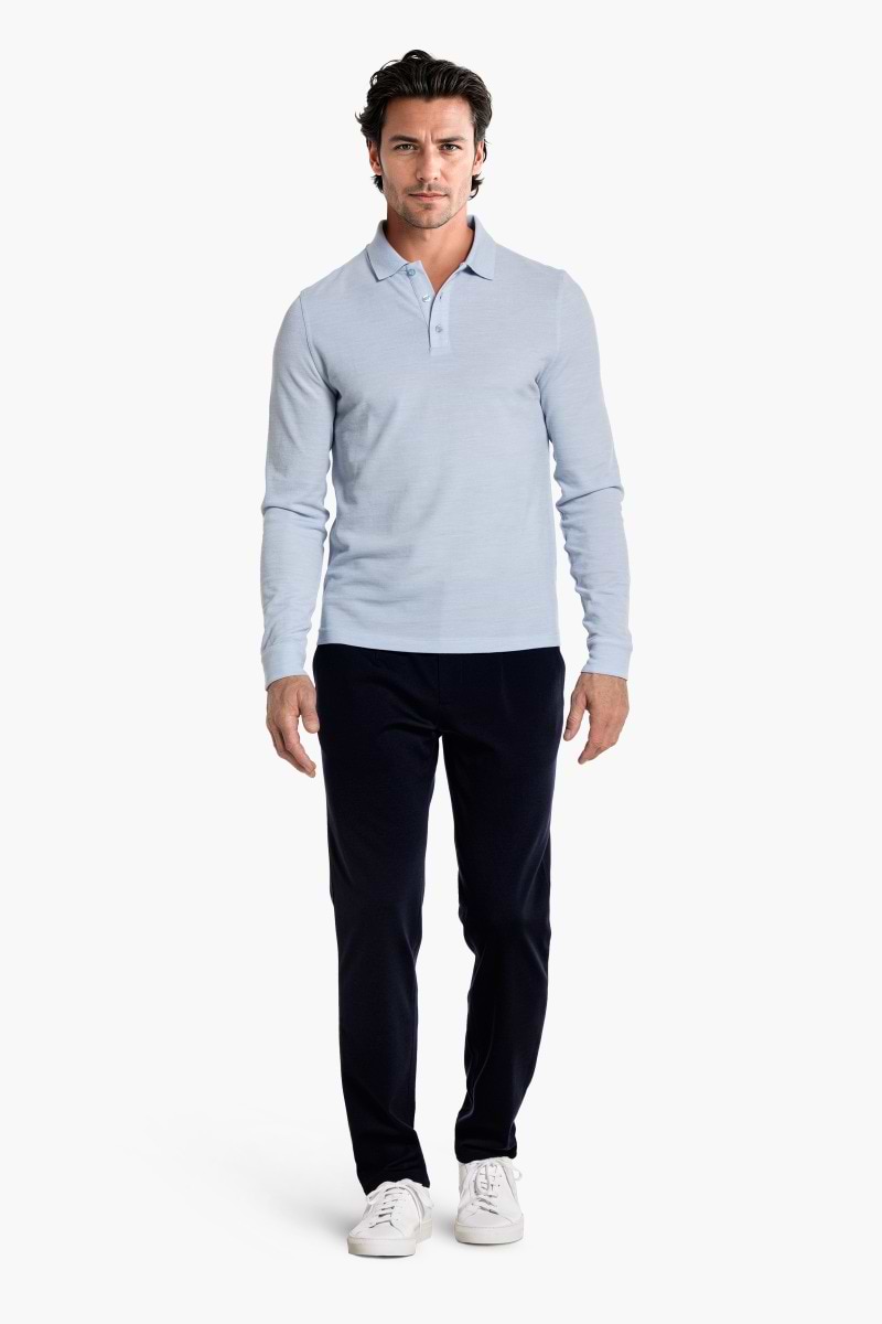 Blue Label Polo Pique Long Sleeve Blue Argentina