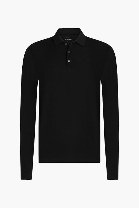 Blue Label Polo Pique Long Sleeve Deep Black - Base Image