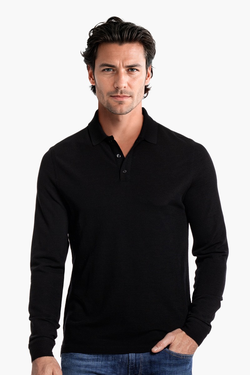 Buy men's Blue label long sleeve piqué polo shirt online