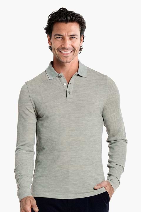 Blue Label Polo Pique Long Sleeve Hazy Green - Base Image