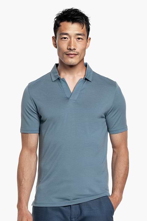 Shirt Polo Short Sleeve No Buttons Parachute Blue - Base Image