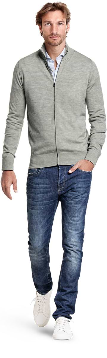 Riva Cardigan Zip Hazy Green