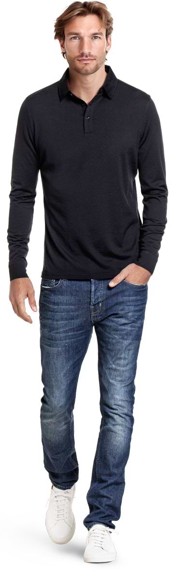 Shirt Polo Long Sleeve Very Dark Navy