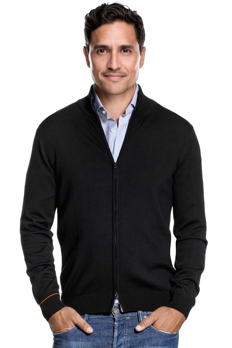 Joe Cardigan 2-Way Zip Deep Black