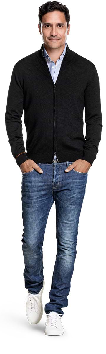 Joe Cardigan 2-Way Zip Deep Black