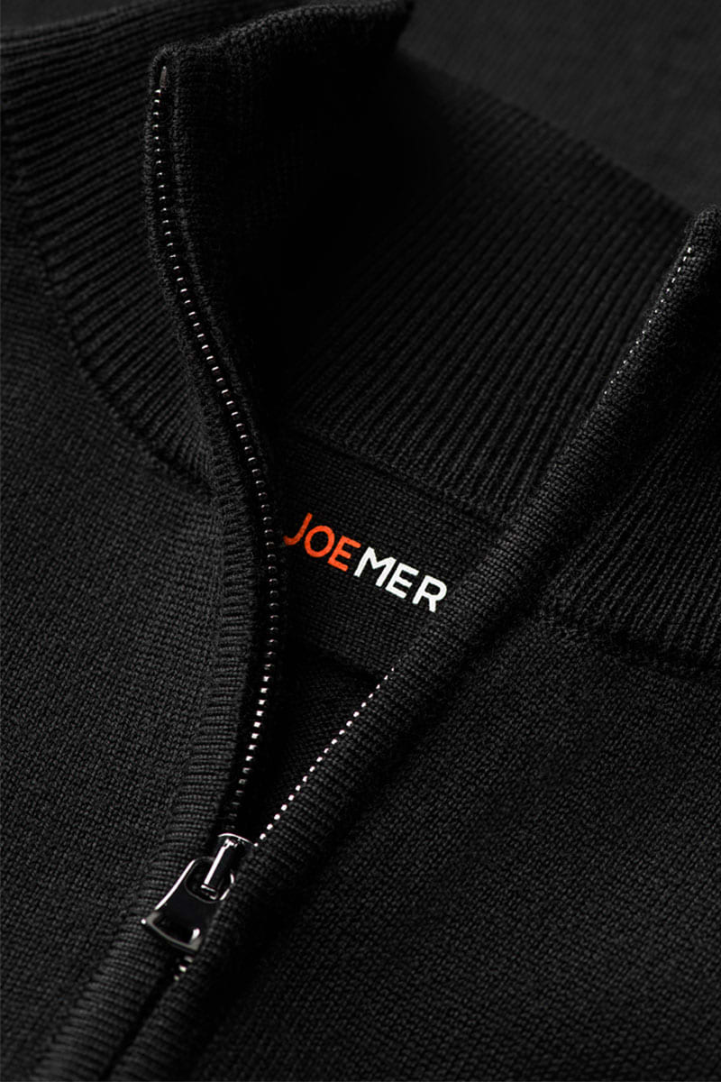 Joe Cardigan 2-Way Zip Deep Black