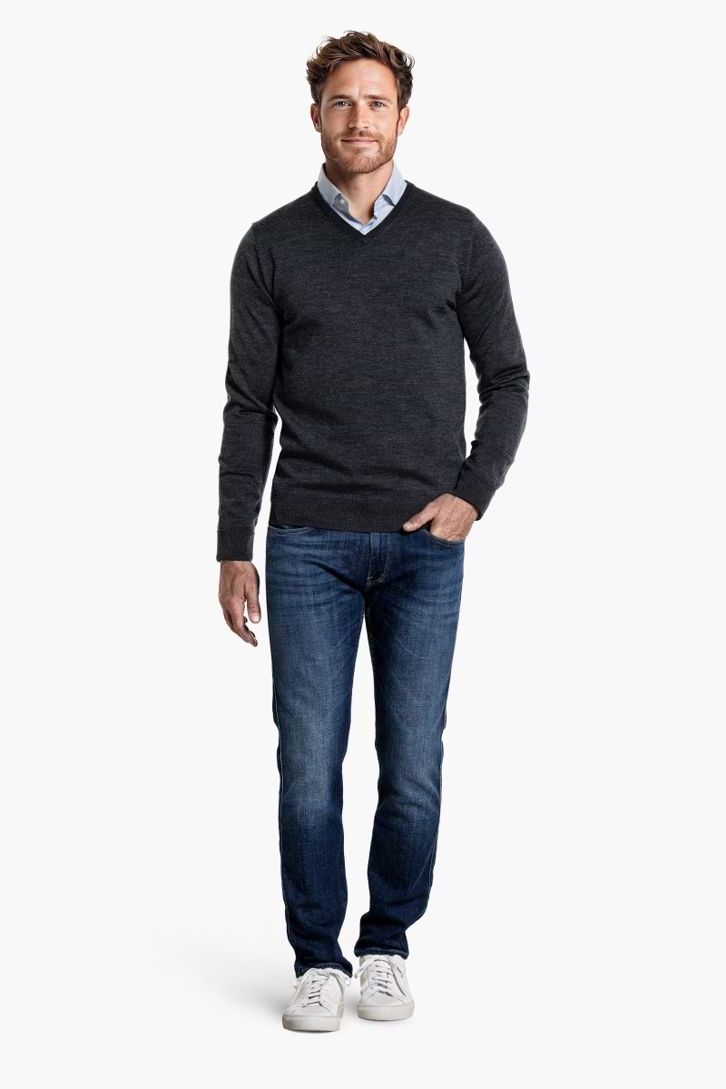 V-Neck Heavy Antracite Grey