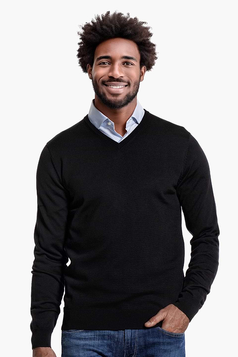 V-Neck Heavy Deep Black - Base Image