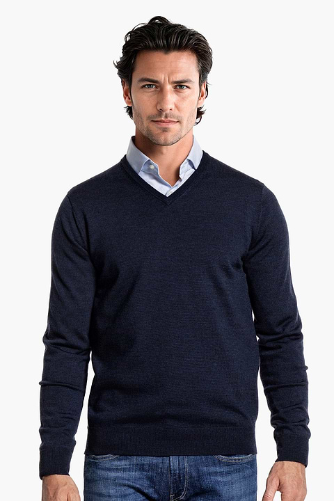 V-Neck Heavy True Navy - Base Image