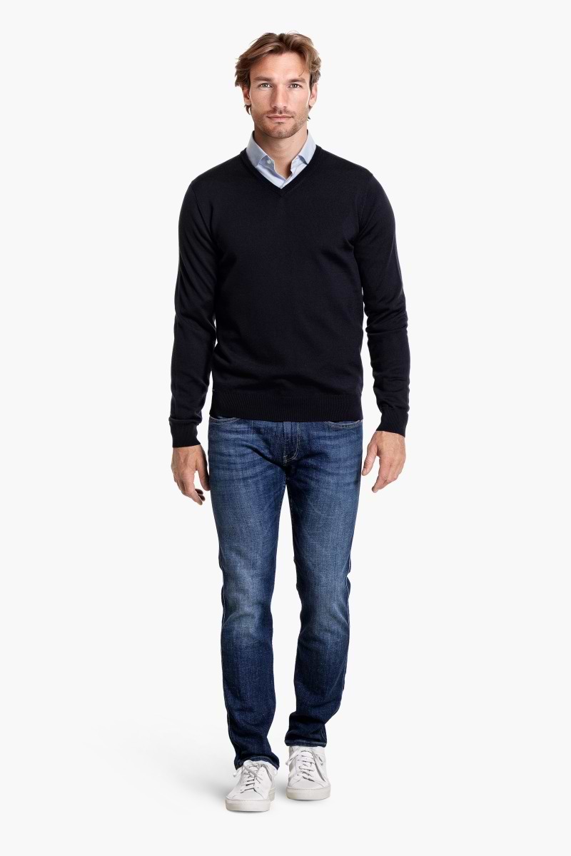 V-Neck Heavy Very Dark Navy