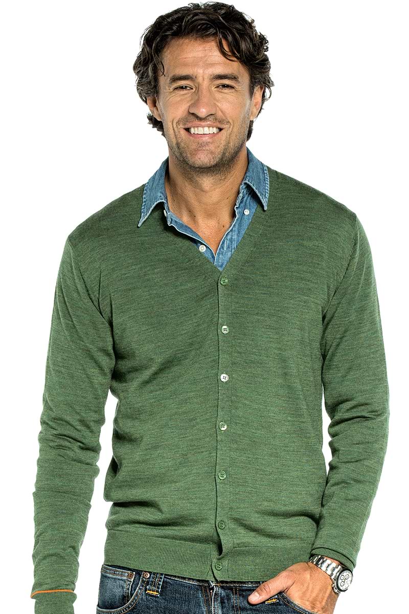 Vest voor mannen gemaakt van merinowol in het Groen