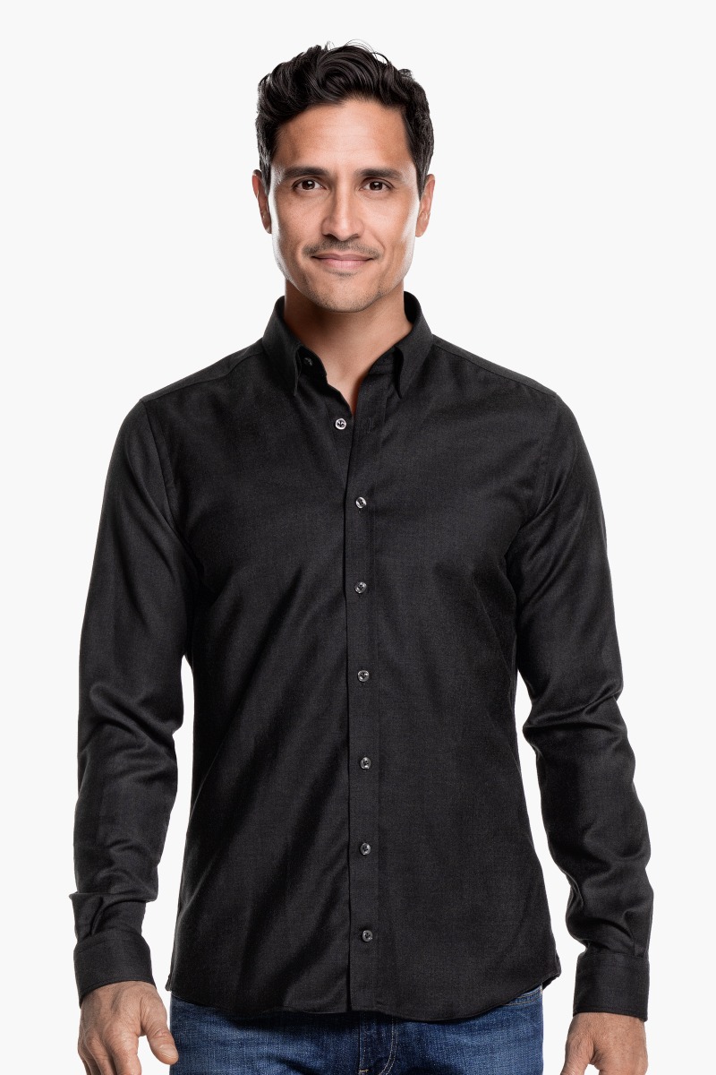 Brushed Woven Shirt Antracite Grey