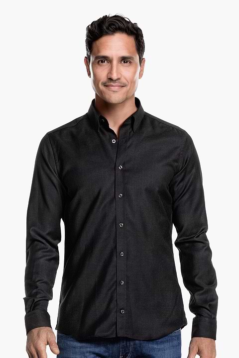 Brushed Woven Shirt Antracite Grey - Base Image