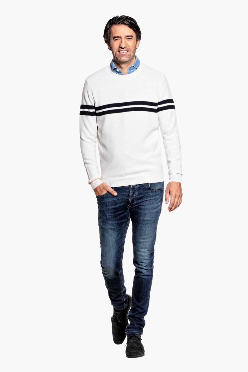 Bee Two Stripes All Over Wool White 