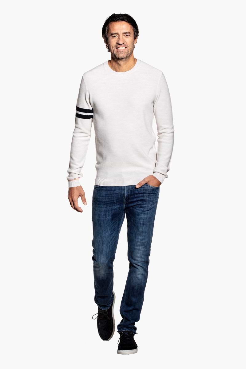 Bee Striped Sleeve Wool White