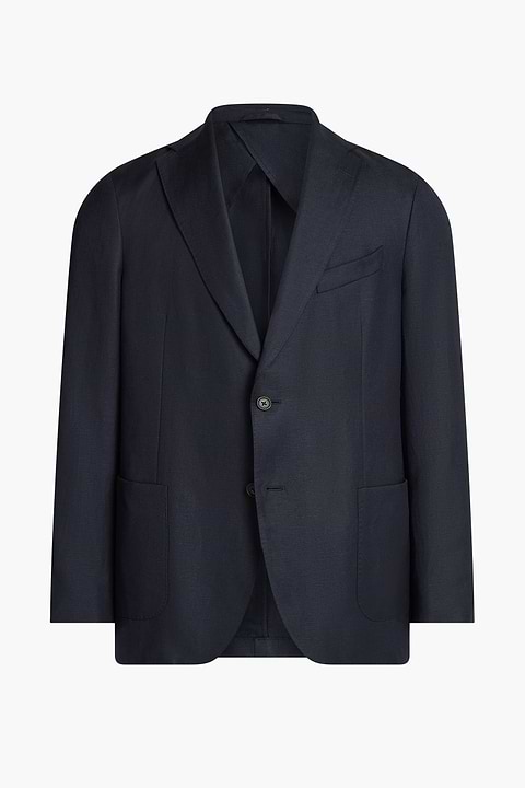 Wool Linen Blazer Deep Navy - Base Image