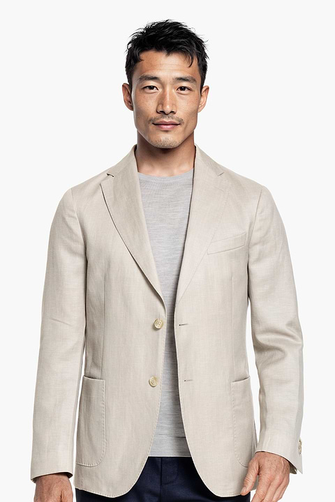 Wool Linen Blazer Light Beige - Base Image