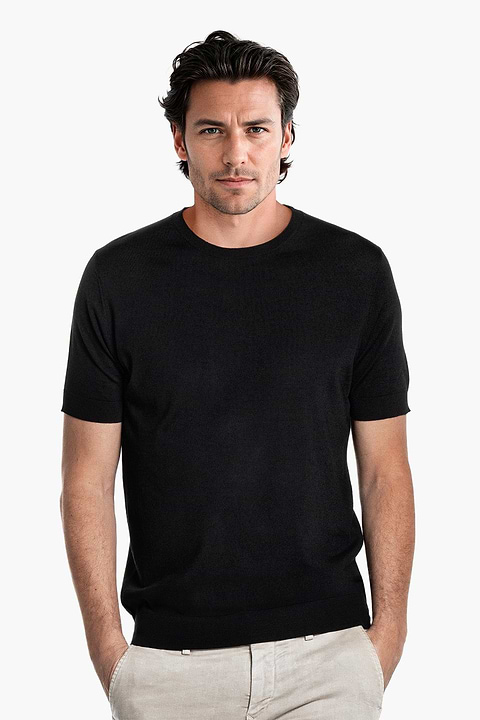 Blue Label Crew Short Sleeve Deep Black - Base Image