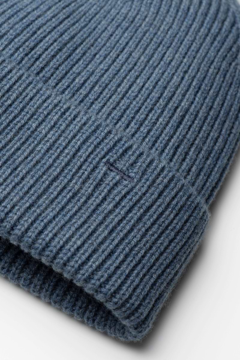 Blue Label Merino Cashmere Beanie Mid Blue - Base Image