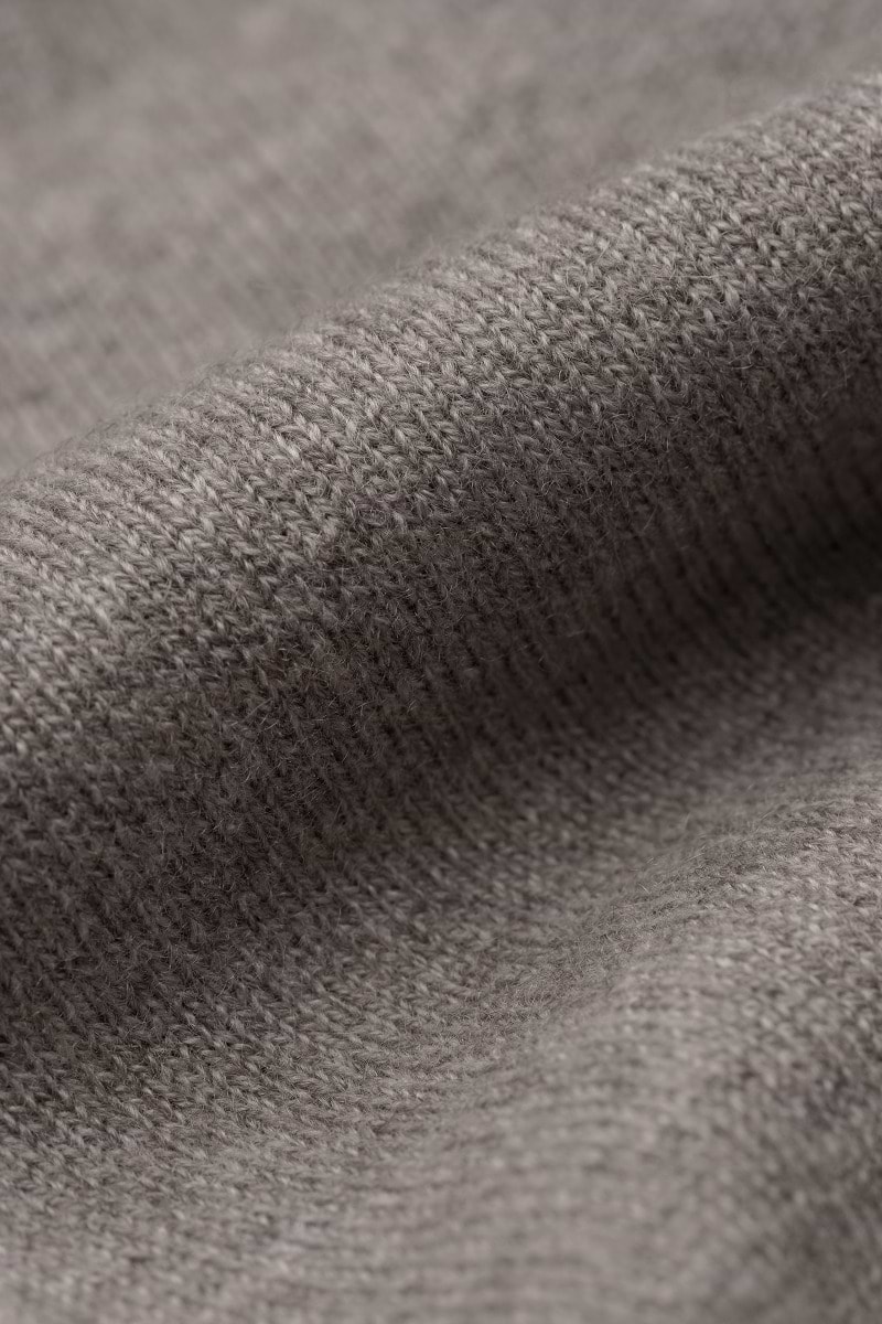 Blue Label Merino Cashmere Polo Long Sleeve Brown Grey - Hover