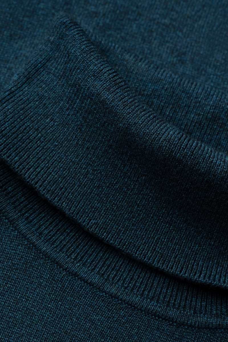 Blue Label Merino Cashmere Col Dark Petrol