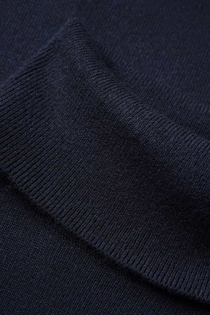 Blue Label Merino Cashmere Col Navy Blue - Base Image