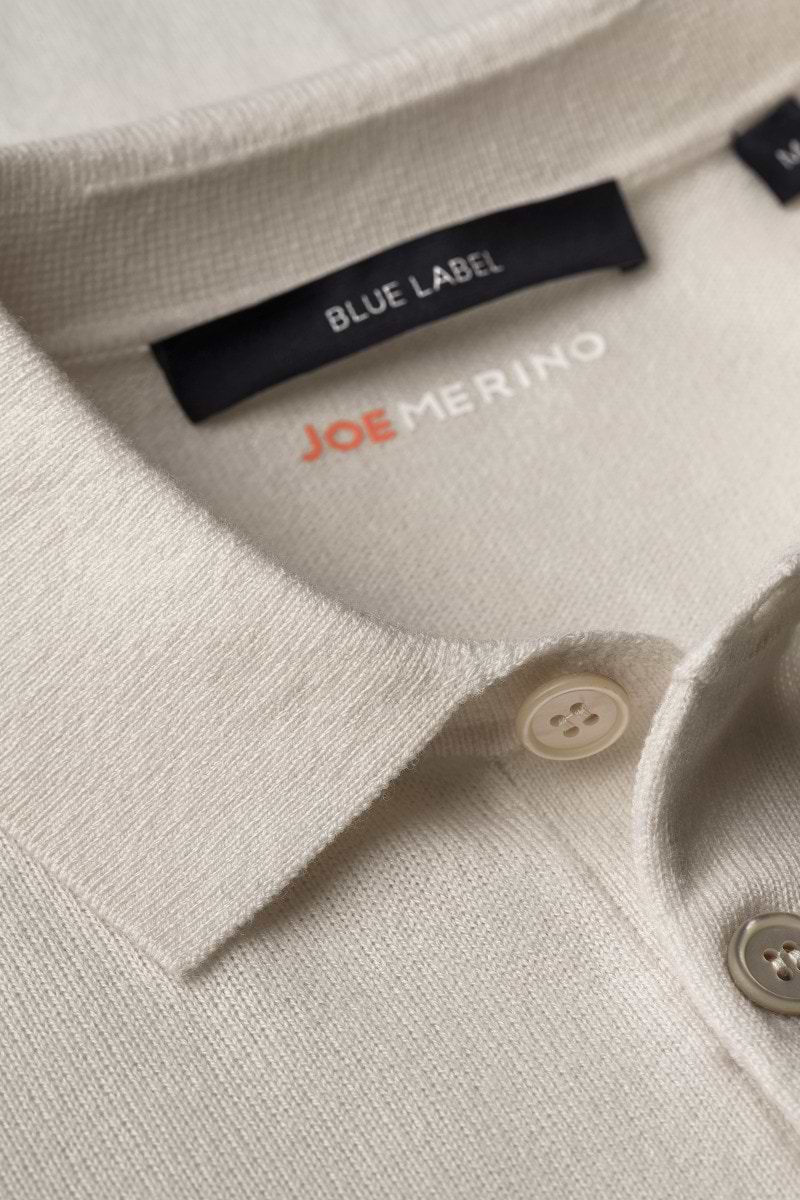 Blue Label Merino Cashmere Polo Long Sleeve Wool White - Base Image