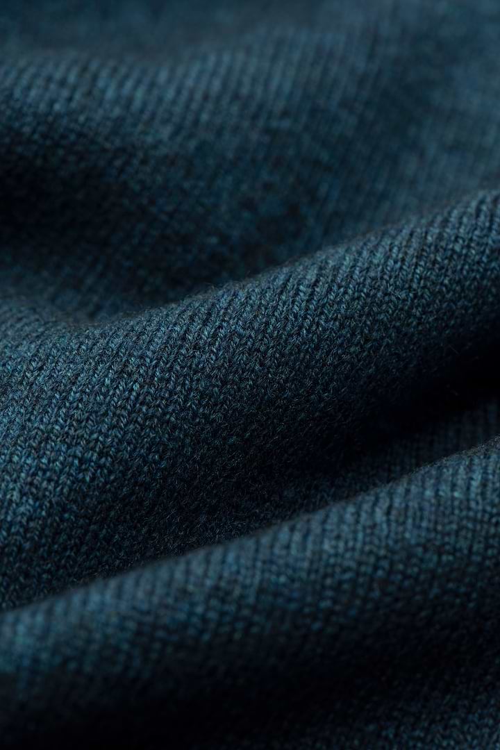 Blue Label Merino Cashmere Polo Long Sleeve Dark Petrol - Base Image