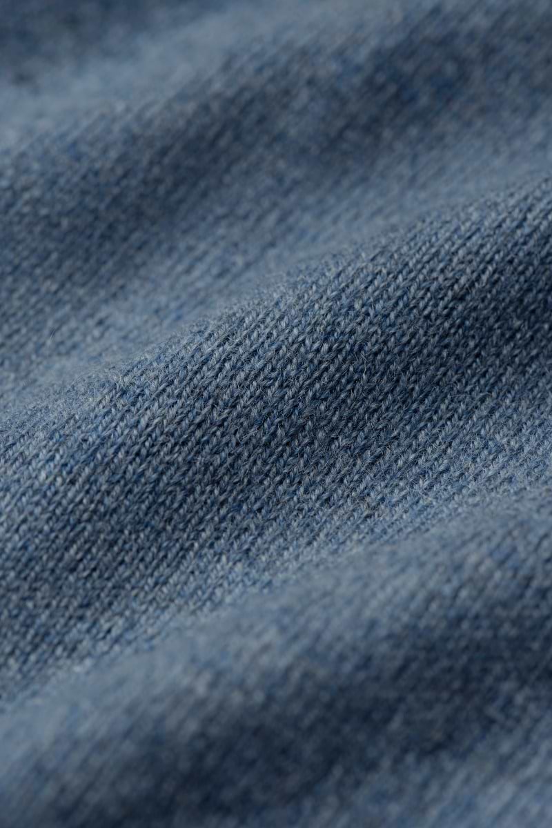 Blue Label Merino Cashmere Polo Long Sleeve Mid Blue