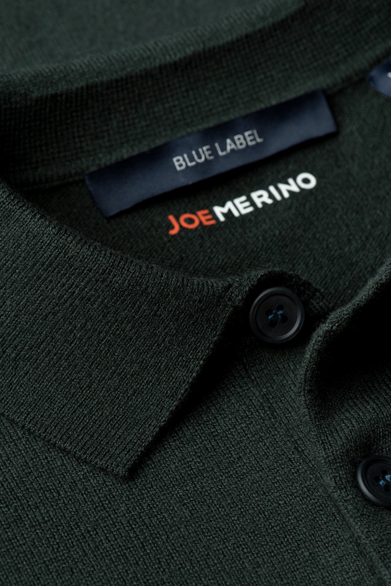 Blue Label Merino Cashmere Polo Long Sleeve Deep Green