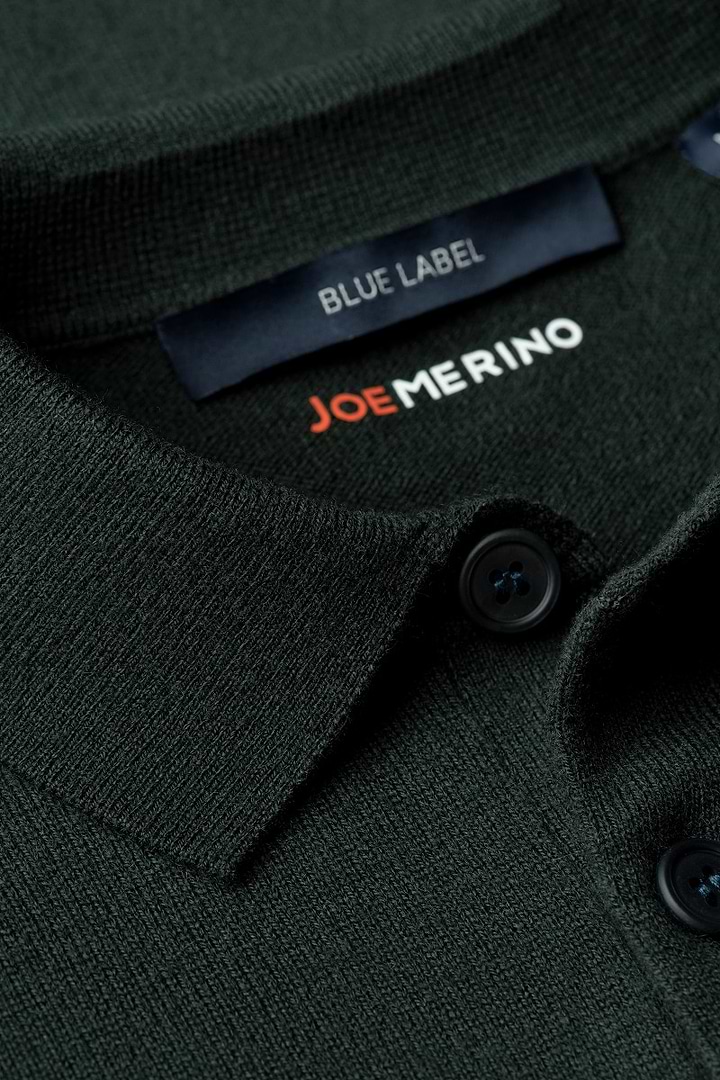 Blue Label Merino Cashmere Polo Long Sleeve Deep Green - Base Image