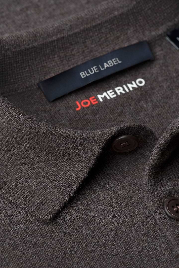 Blue Label Merino Cashmere Polo Long Sleeve Oak Brown - Base Image
