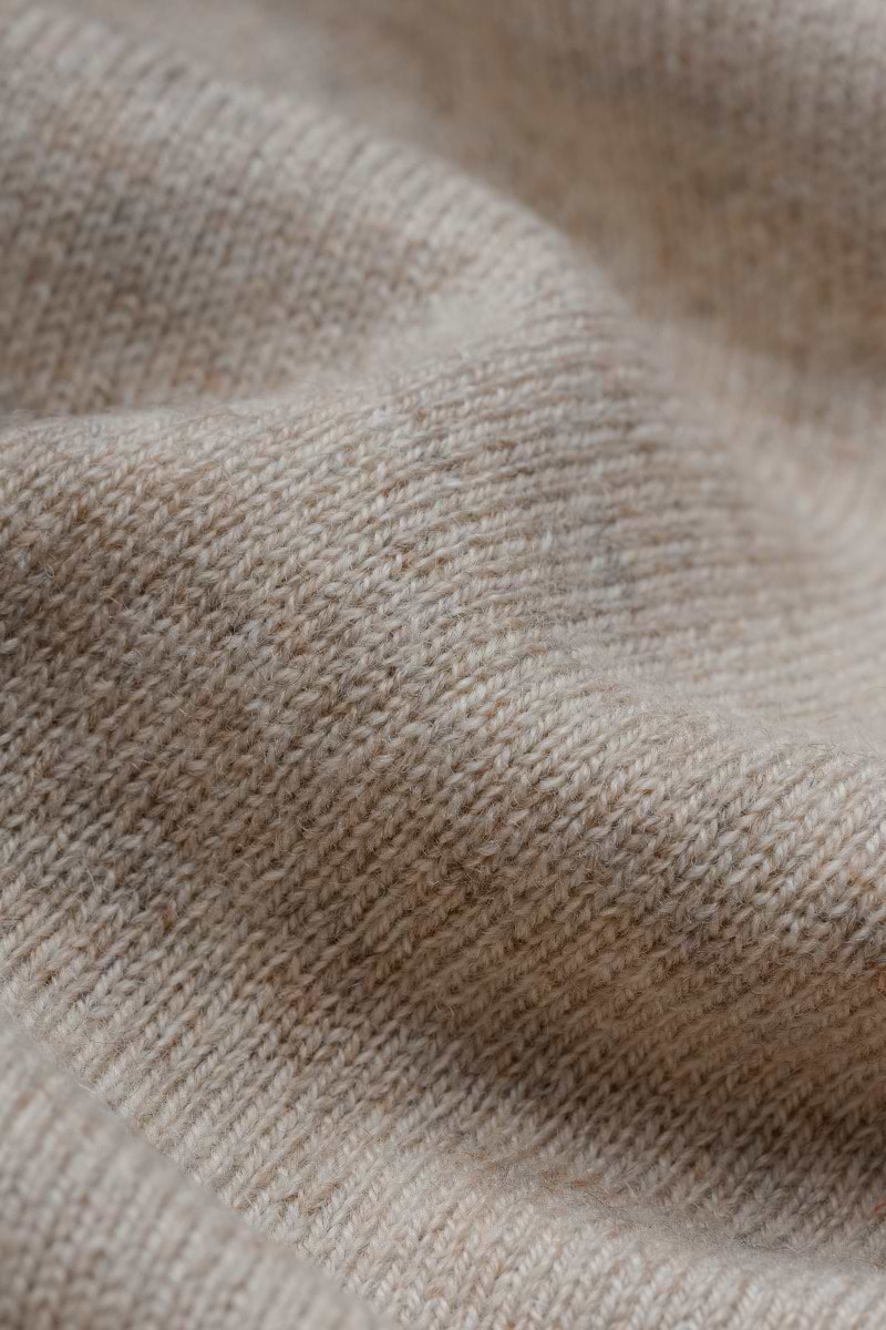 Blue Label Merino Cashmere Polo Long Sleeve Sand Beige - Hover