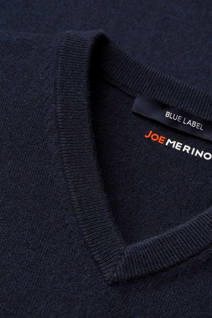 Blue Label Merino Cashmere V-Neck Navy Blue - Base Image