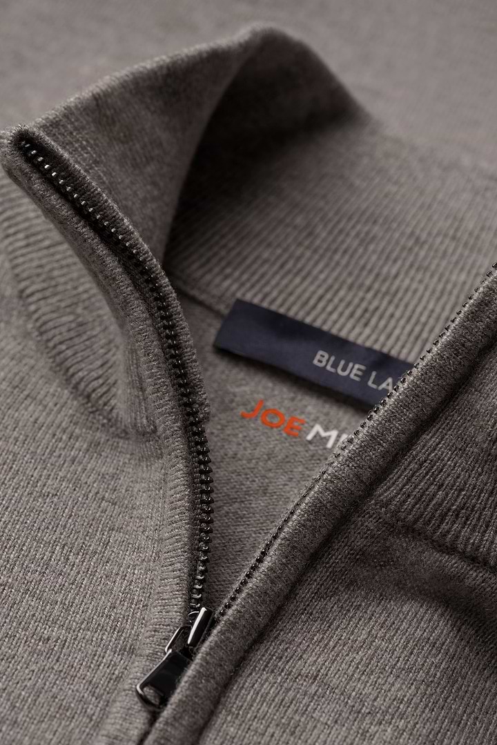 Blue Label Merino Cashmere Zip Brown Grey - Base Image