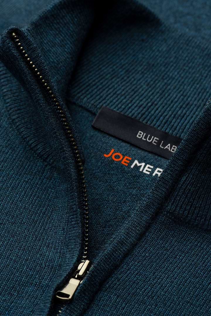 Blue Label Merino Cashmere Zip Dark Petrol - Base Image